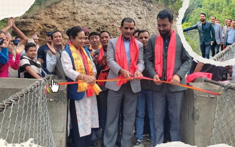 कात्तिके र  बिसौनागाउँ जोड्ने बोक्से खोला झोलुङ्गे पुल उद्घाटन
