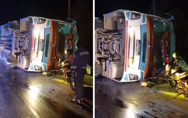 मुग्लिन–नारायणगढ सडकमा बस पल्टियो, ३८ यात्रु घाइते