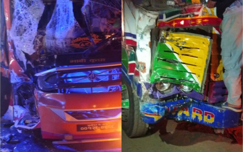 गएराति बस र ट्रक एकआपसमा ठोक्किँदा १४ जना घाइते